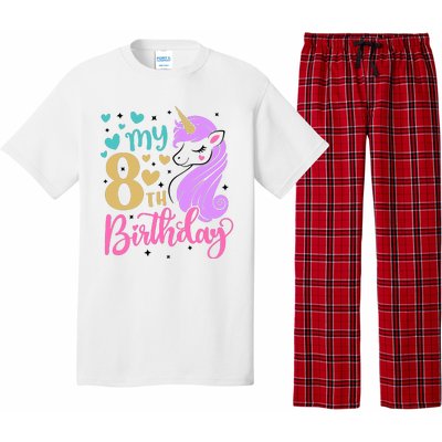 My 8th Birthday Eighth Bday Unicorn Birthday Birthday Girl Pajama Set