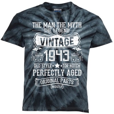 m.e.ns 80th Birthday Gift Vintage 1943 Man Myth Legend 80 Years Old Kids Tie-Dye T-Shirt