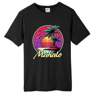 Mahalo. 80s Palm Sunset. Tropical Beach Summer Tall Fusion ChromaSoft Performance T-Shirt