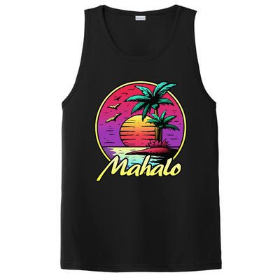 Mahalo. 80s Palm Sunset. Tropical Beach Summer PosiCharge Competitor Tank