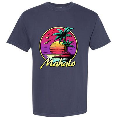 Mahalo. 80s Palm Sunset. Tropical Beach Summer Garment-Dyed Heavyweight T-Shirt