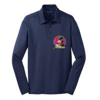 Mahalo. 80s Palm Sunset. Tropical Beach Summer Silk Touch Performance Long Sleeve Polo