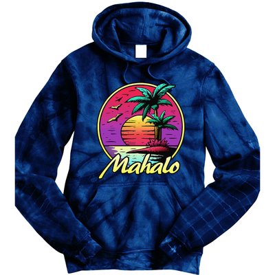 Mahalo. 80s Palm Sunset. Tropical Beach Summer Tie Dye Hoodie