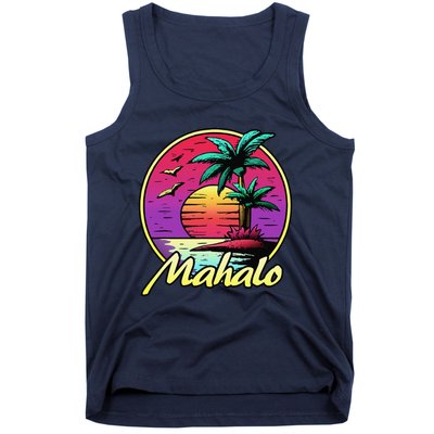 Mahalo. 80s Palm Sunset. Tropical Beach Summer Tank Top