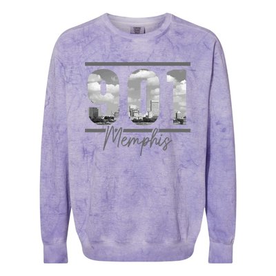 Memphis 901 Area Code Skyline Tennessee Vintage Colorblast Crewneck Sweatshirt