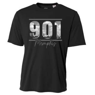 Memphis 901 Area Code Skyline Tennessee Vintage Cooling Performance Crew T-Shirt