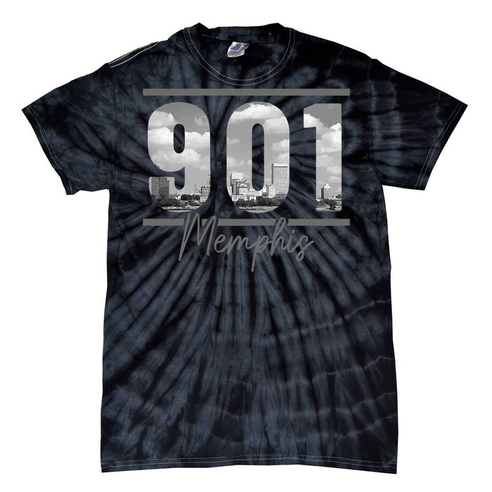 Memphis 901 Area Code Skyline Tennessee Vintage Tie-Dye T-Shirt