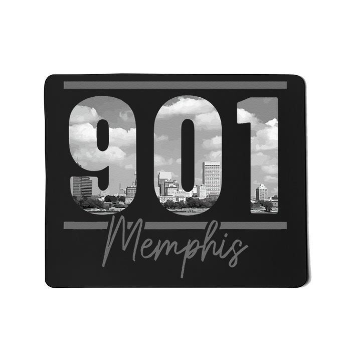 Memphis 901 Area Code Skyline Tennessee Vintage Mousepad