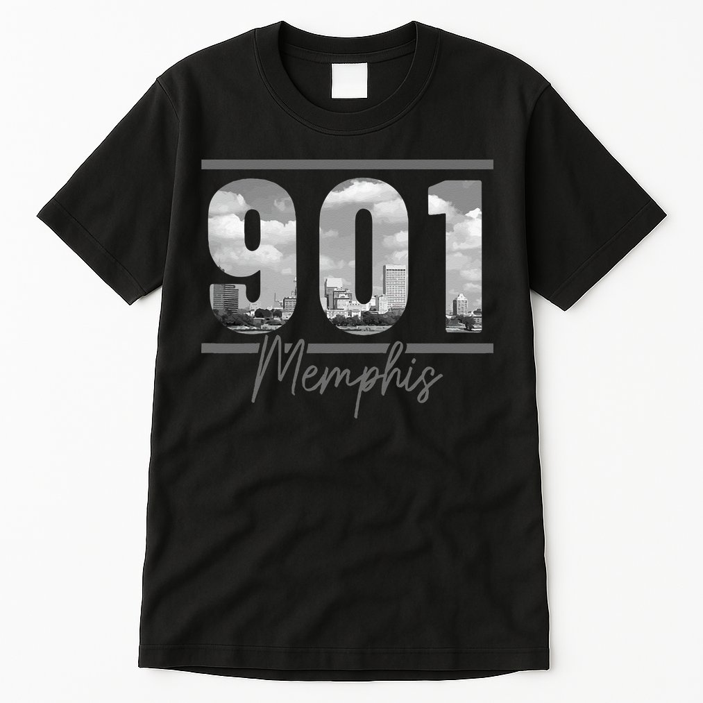 Memphis 901 Area Code Skyline Tennessee Vintage Tall T-Shirt