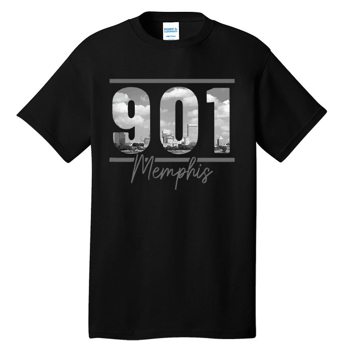 Memphis 901 Area Code Skyline Tennessee Vintage Tall T-Shirt