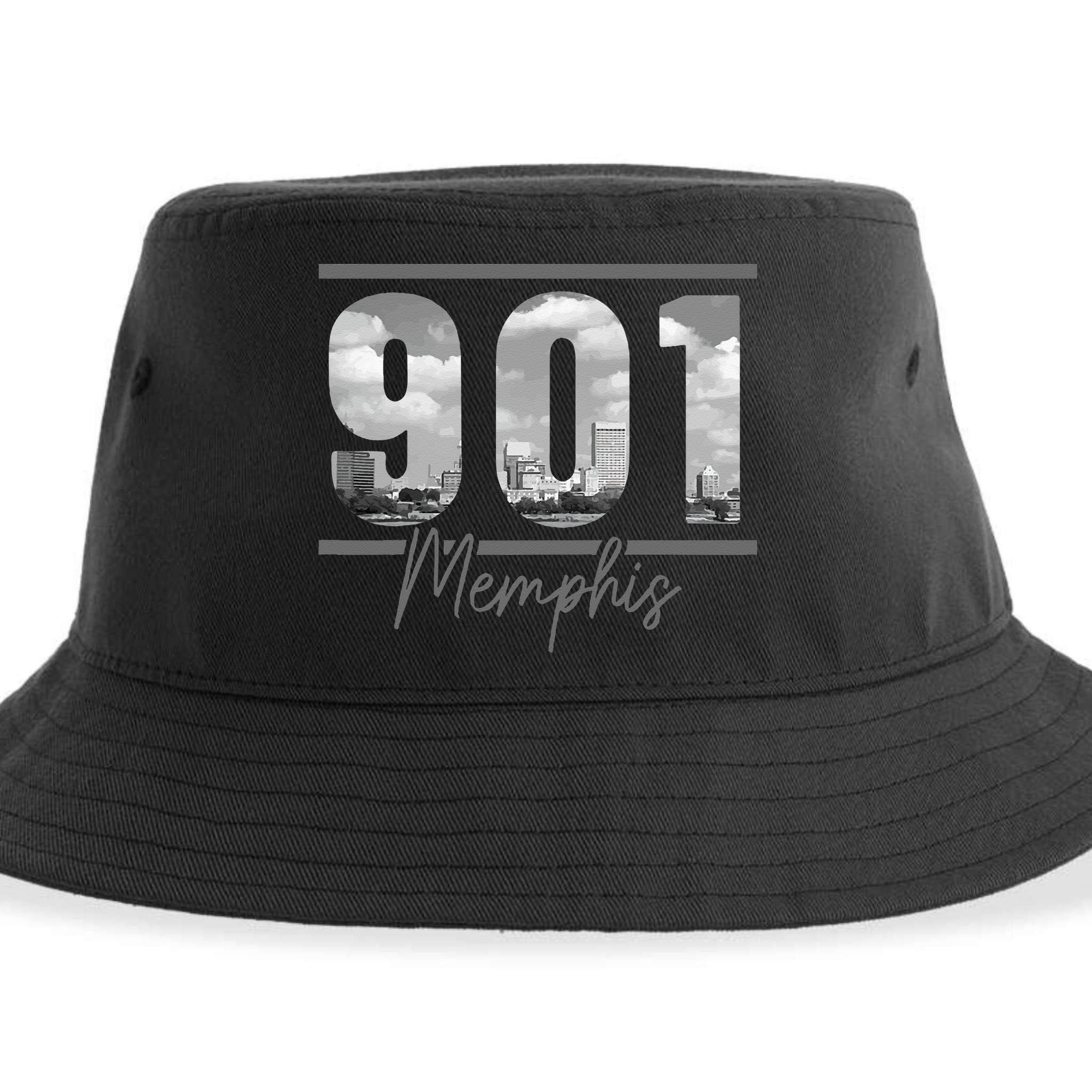Memphis 901 Area Code Skyline Tennessee Vintage Sustainable Bucket Hat