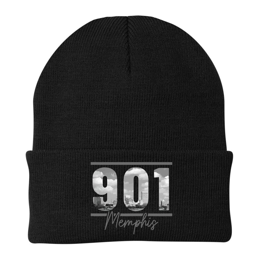 Memphis 901 Area Code Skyline Tennessee Vintage Beanie