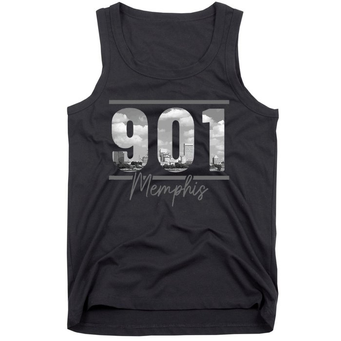 Memphis 901 Area Code Skyline Tennessee Vintage Tank Top