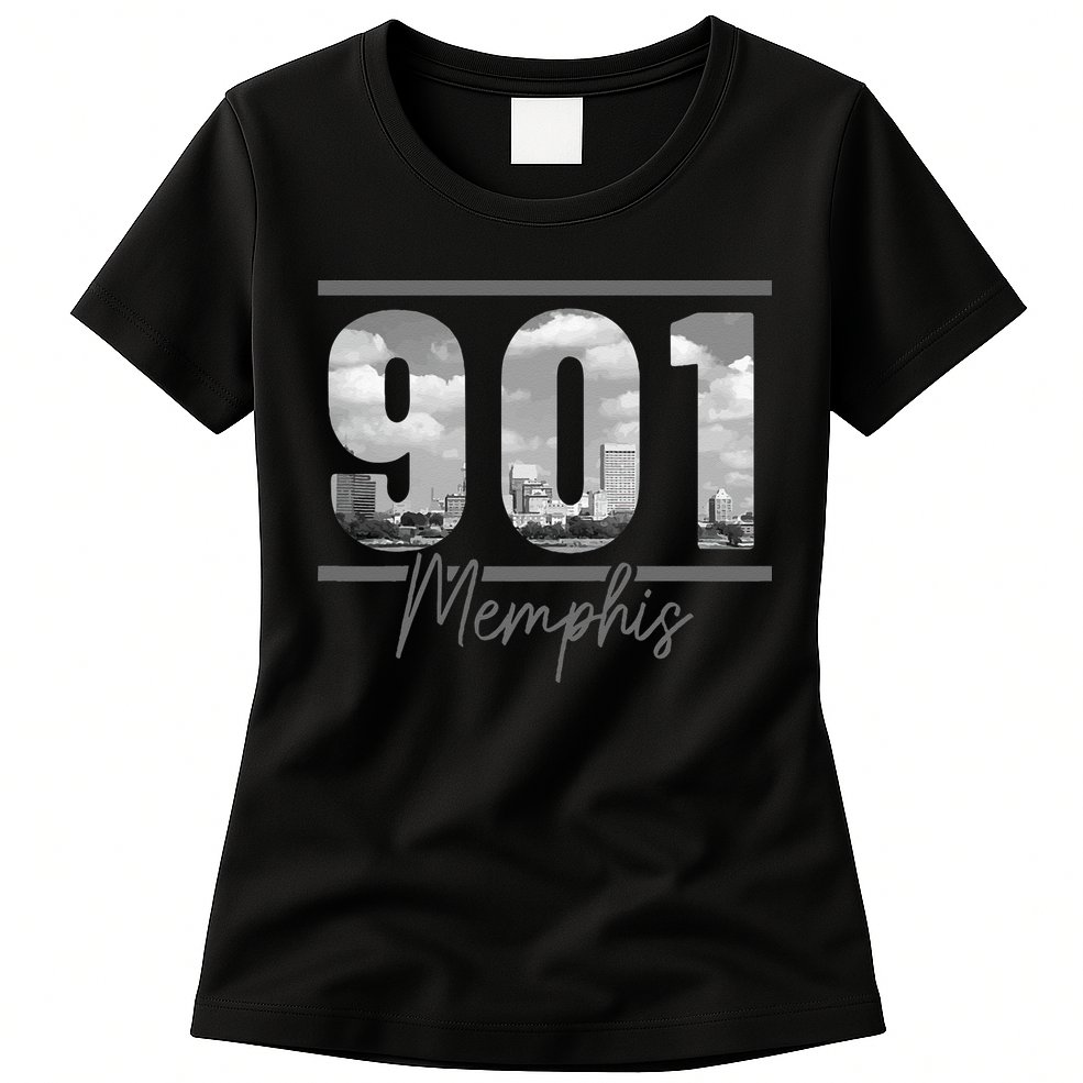 Memphis 901 Area Code Skyline Tennessee Vintage Womens T-Shirt