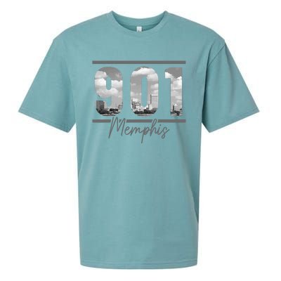 Memphis 901 Area Code Skyline Tennessee Vintage Sueded Cloud Jersey T-Shirt