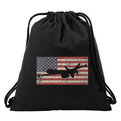 Mq 9 Reaper Guardian Uav Drone American Flag Drawstring Bag