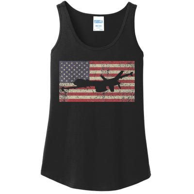 Mq 9 Reaper Guardian Uav Drone American Flag Ladies Essential Tank