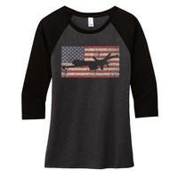 Mq 9 Reaper Guardian Uav Drone American Flag Women's Tri-Blend 3/4-Sleeve Raglan Shirt