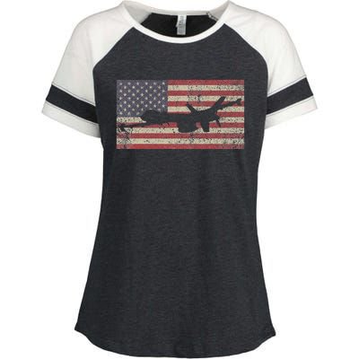 Mq 9 Reaper Guardian Uav Drone American Flag Enza Ladies Jersey Colorblock Tee