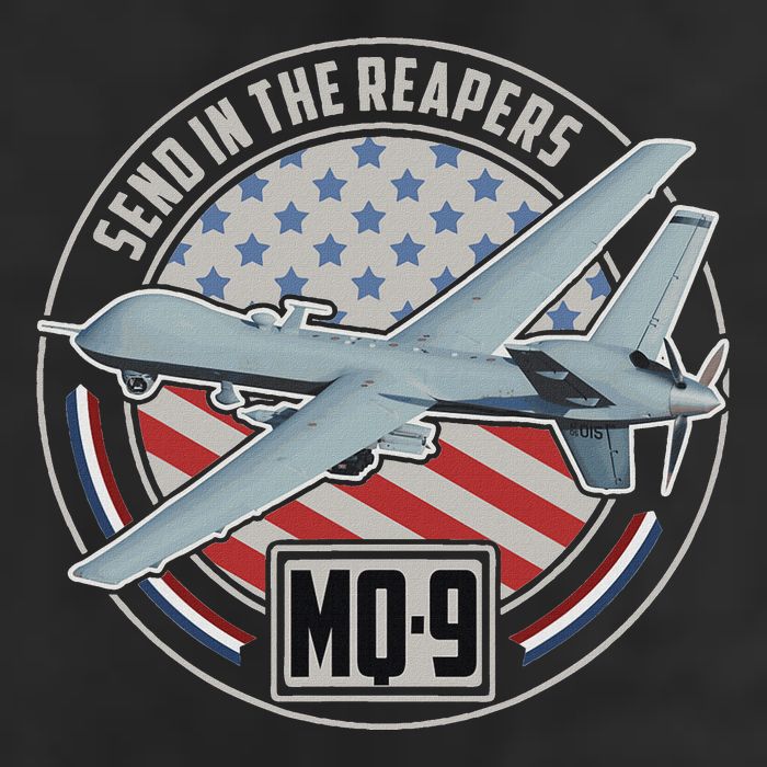 Mq 9 Reaper Uav Us Military Drone Us Patriot 7 Panel Mesh Trucker Snapback Hat