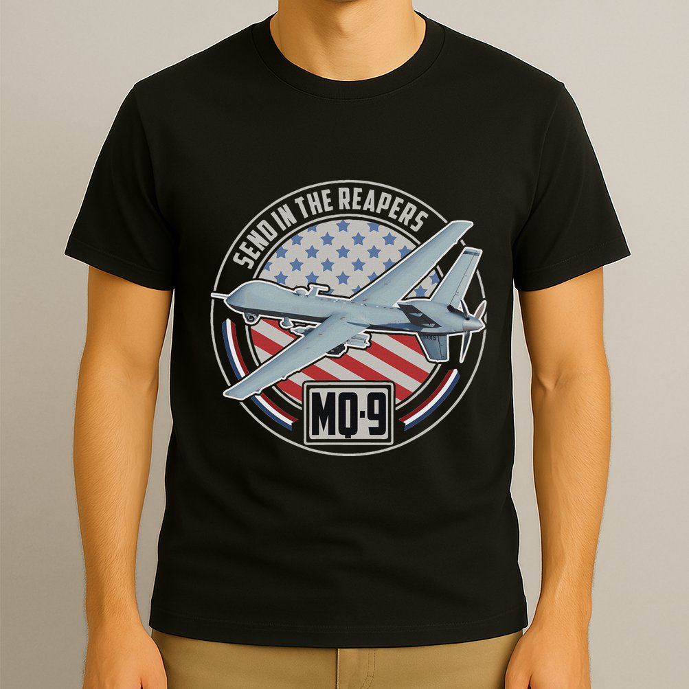 Mq 9 Reaper Uav Us Military Drone Us Patriot T-Shirt
