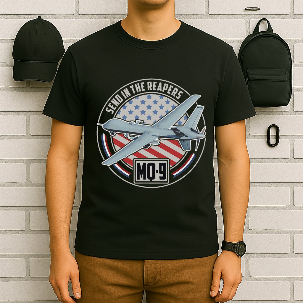 Mq 9 Reaper Uav Us Military Drone Us Patriot T-Shirt