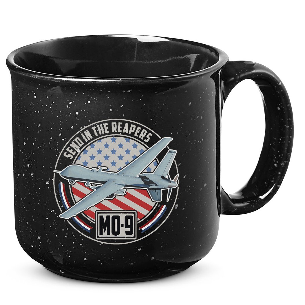 Mq 9 Reaper Uav Us Military Drone Us Patriot 15oz Campfire Ceramic Mug