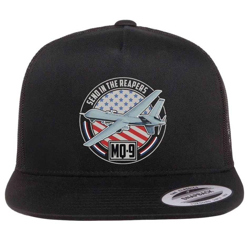 Mq 9 Reaper Uav Us Military Drone Us Patriot Flat Bill Trucker Hat