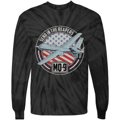Mq 9 Reaper Uav Us Military Drone Us Patriot Tie-Dye Long Sleeve Shirt
