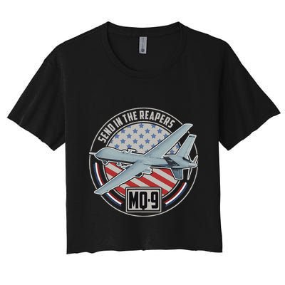 Mq 9 Reaper Uav Us Military Drone Us Patriot Crop Top