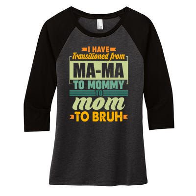 Ma-ma To Mommy To Mom To Bruh Women's Tri-Blend 3/4-Sleeve Raglan Shirt