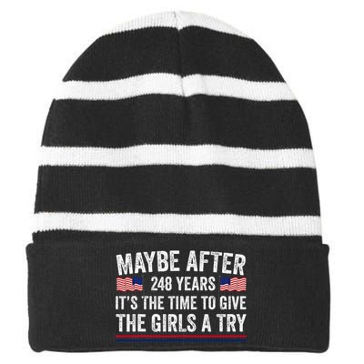 Maybe After 248 Years Its The Time To Give A Try Striped Beanie with Solid Band