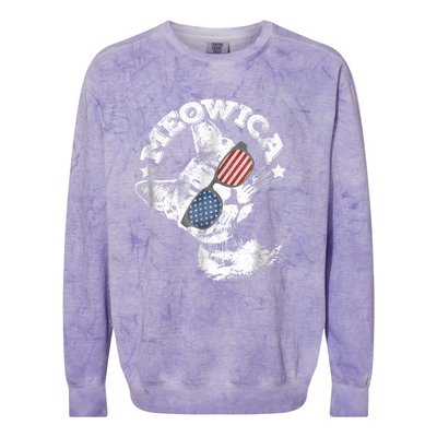 Meowica Americat 4th Of July American Flag Usa Cool Gift Colorblast Crewneck Sweatshirt