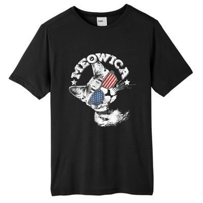 Meowica Americat 4th Of July American Flag Usa Cool Gift Tall Fusion ChromaSoft Performance T-Shirt