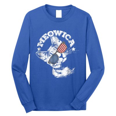 Meowica Americat 4th Of July American Flag Usa Cool Gift Long Sleeve Shirt