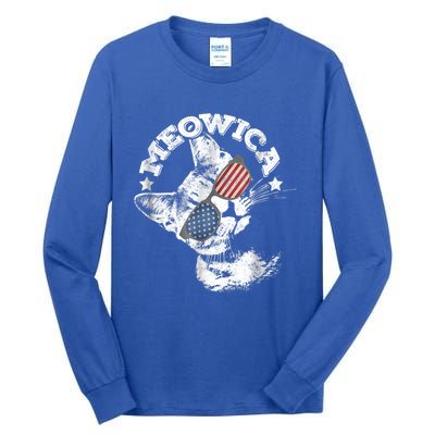 Meowica Americat 4th Of July American Flag Usa Cool Gift Tall Long Sleeve T-Shirt