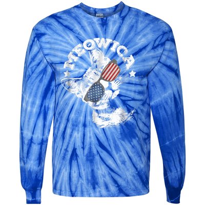 Meowica Americat 4th Of July American Flag Usa Cool Gift Tie-Dye Long Sleeve Shirt