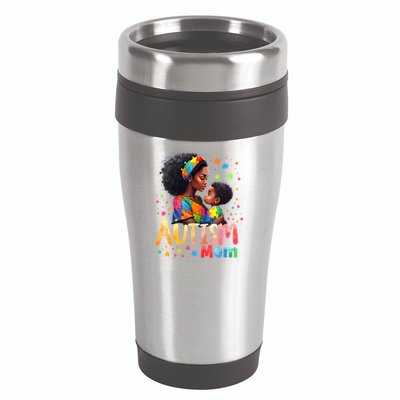 Mom Afro Autism Awareness Mama Black Autism 16oz Travel Tumbler