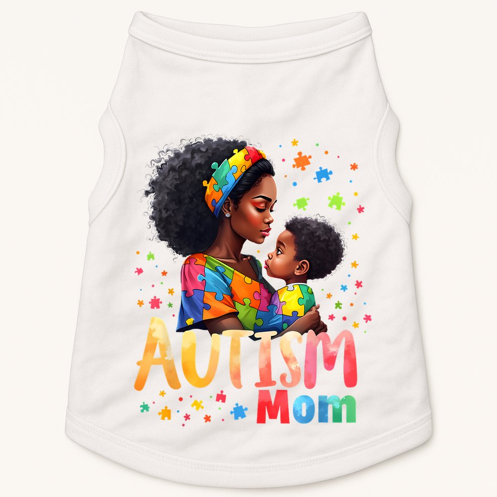 Mom Afro Autism Awareness Mama Black Autism Doggie Tank