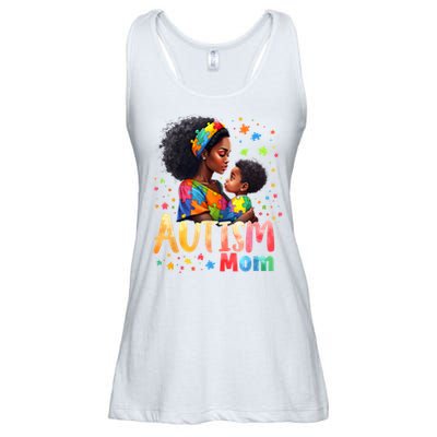 Mom Afro Autism Awareness Mama Black Autism Ladies Essential Flowy Tank