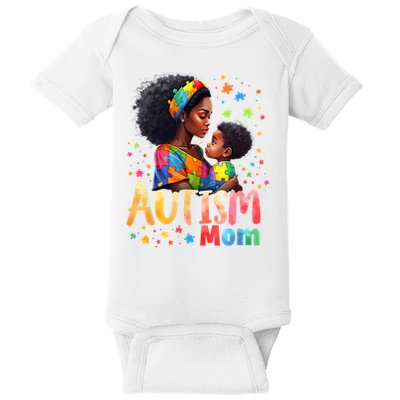 Mom Afro Autism Awareness Mama Black Autism Baby Bodysuit