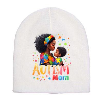 Mom Afro Autism Awareness Mama Black Autism Short Acrylic Beanie
