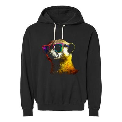 Meerkat Artwork Animal Art Sunglasses Meerkat Garment-Dyed Fleece Hoodie