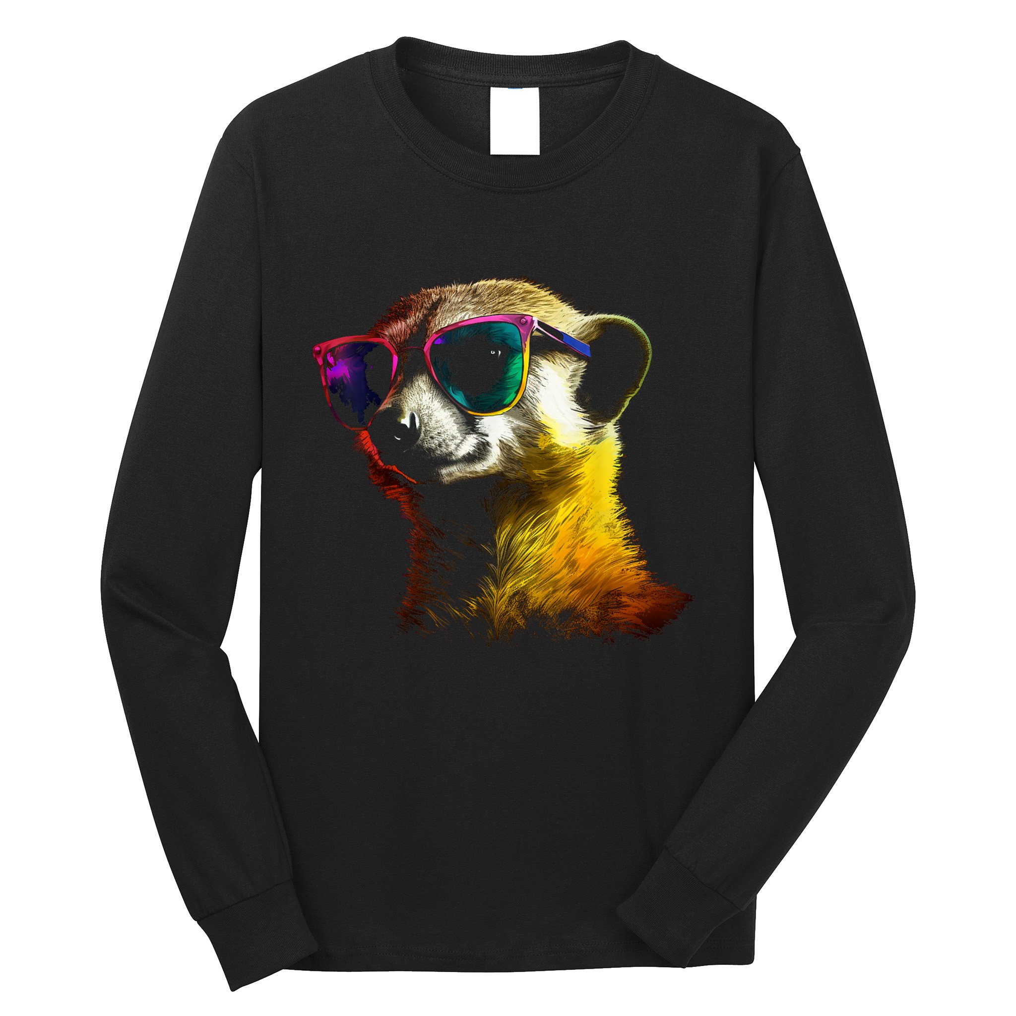 Meerkat Artwork Animal Art Sunglasses Meerkat Long Sleeve Shirt