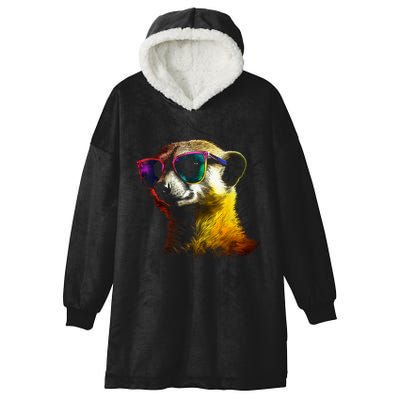 Meerkat Artwork Animal Art Sunglasses Meerkat Hooded Wearable Blanket