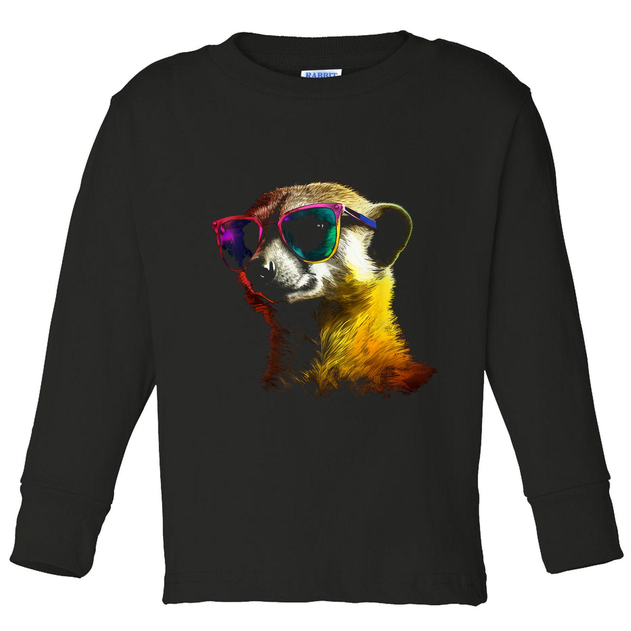 Meerkat Artwork Animal Art Sunglasses Meerkat Toddler Long Sleeve Shirt