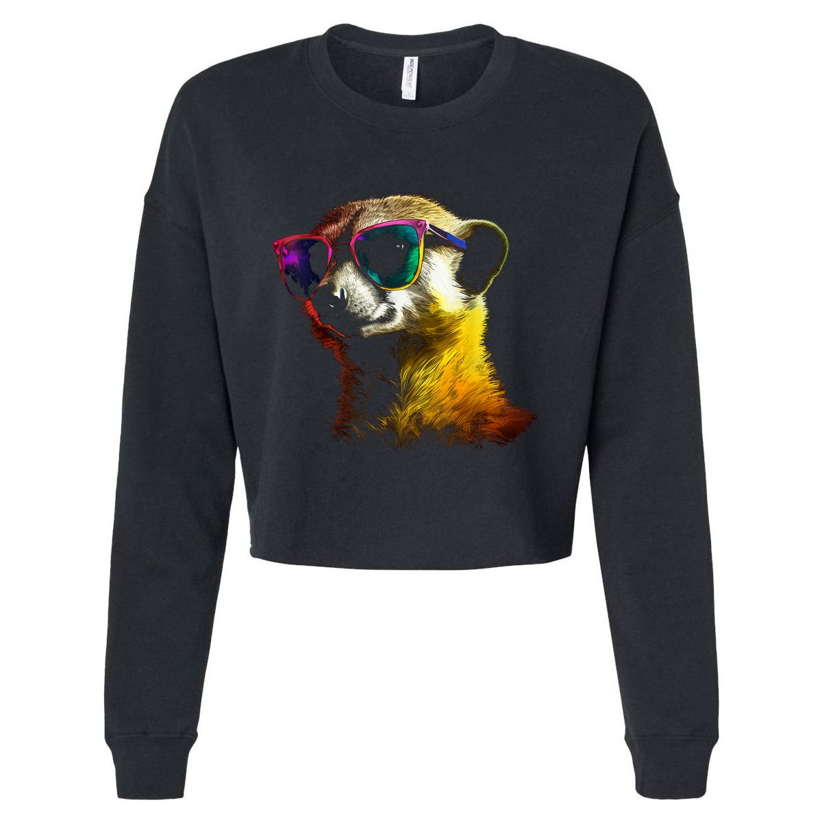 Meerkat Artwork Animal Art Sunglasses Meerkat Cropped Pullover Crew
