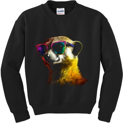 Meerkat Artwork Animal Art Sunglasses Meerkat Kids Sweatshirt