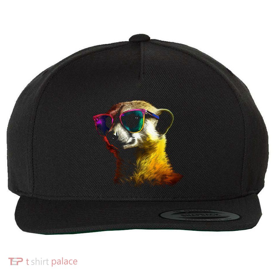 Meerkat Artwork Animal Art Sunglasses Meerkat Wool Snapback Cap
