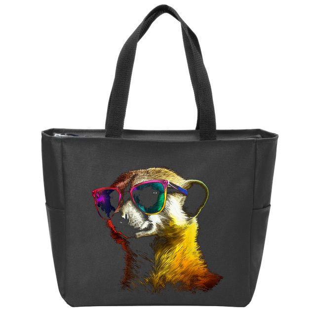 Meerkat Artwork Animal Art Sunglasses Meerkat Zip Tote Bag
